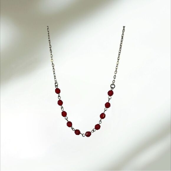 Elegant Red Rosary Necklace 16” - Picture 1 of 3